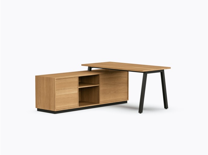 Aoki Executive Desk - 72" X 60" - White Oak