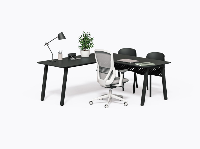 Bureau Aoki L - 72" X 72" - Stratifié noir