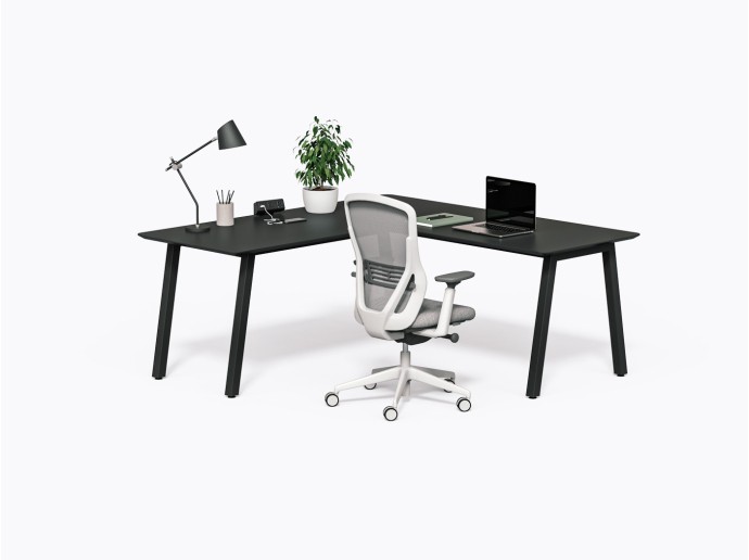 Aoki L Desk - 72" X 72"  - Black Laminate