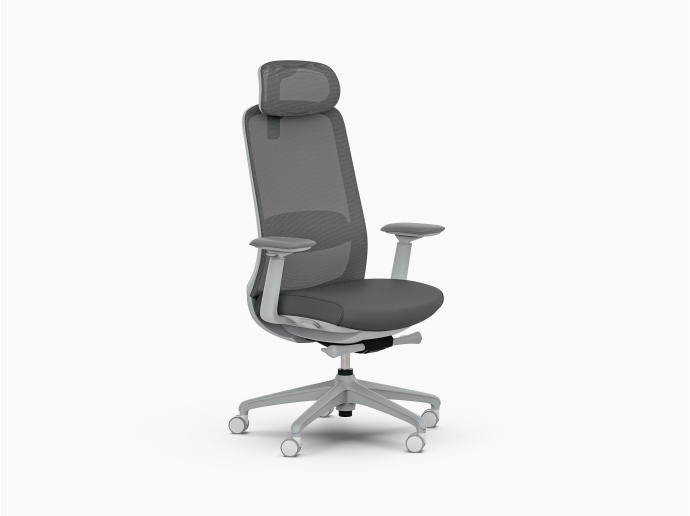 Chaise ergonomique Ares avec repose-tête - Gris