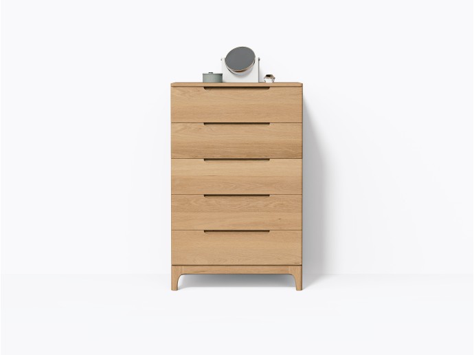 Commode Bastiat 32" / 5 tiroirs en Chêne Blanc