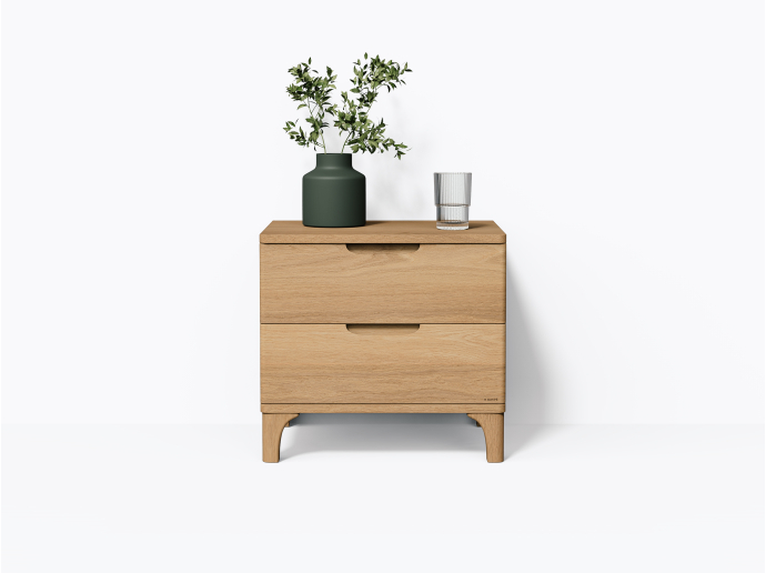 Bastiat Nightstand 22" 2 Drawers in White Oak