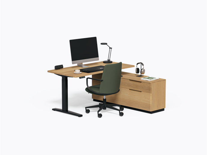 Gale Executive Desk  60" x 60" in White Oak