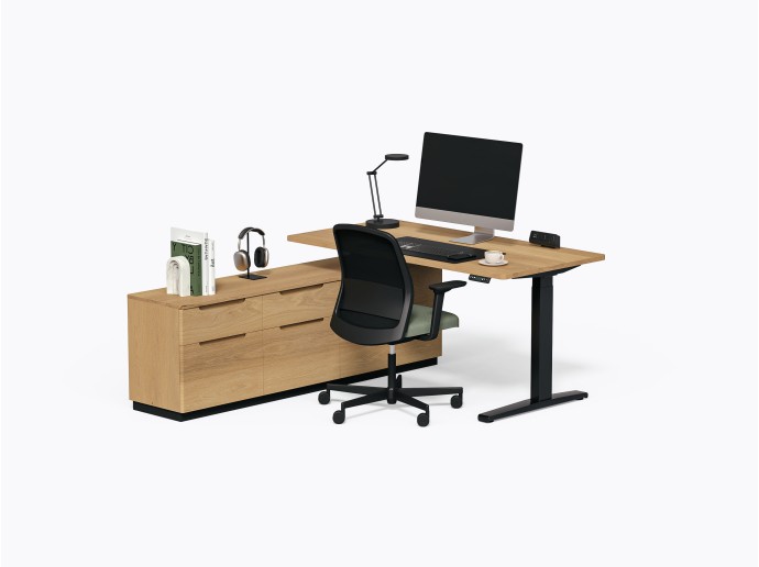 Gale Executive Desk  60" x 72" in White Oak