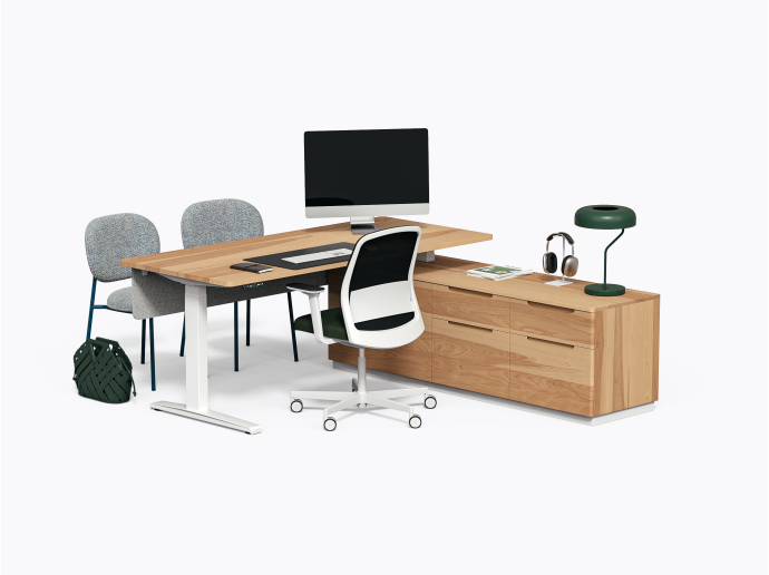 Gale Executive Desk 72" x 72" in Yellow Birch