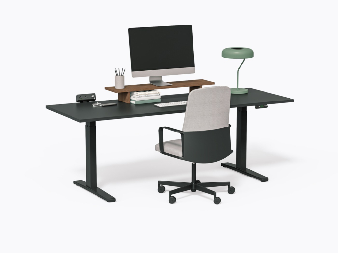 Bureau assis-debout Gale - 30" X 84" - Stratifié noir