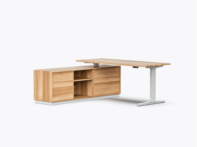Bureau assis-debout exécutif Gale - 72" X 72" - Merisier