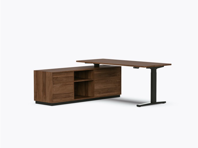 Bureau assis-debout exécutif Gale - 72" X 72" - Noyer