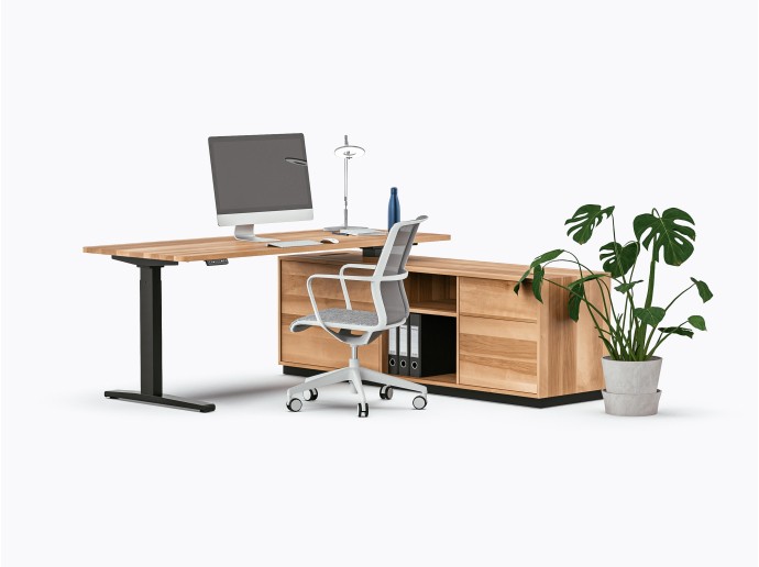 Gale Executive Desk - 72" X 84" - Yellow Birch