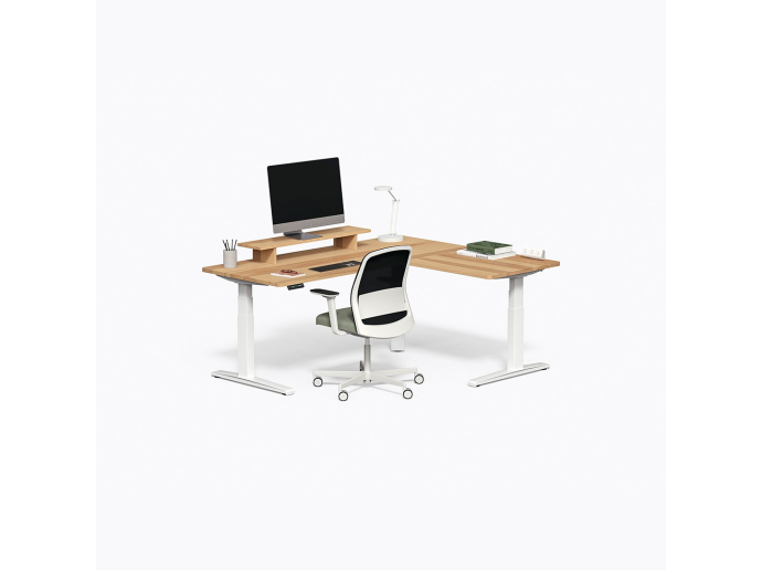 Gale L Sit-to-Stand Desk 72" x 60" in Yellow Birch
