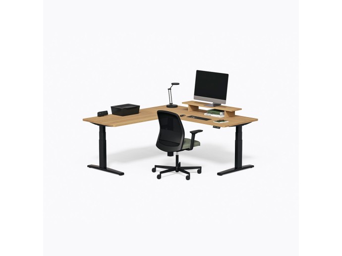 Gale L Sit-to-Stand Desk 72" x 72" in White Oak