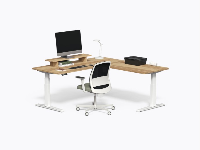 Gale L Sit-to-Stand Desk 72" x 72" in Yellow Birch