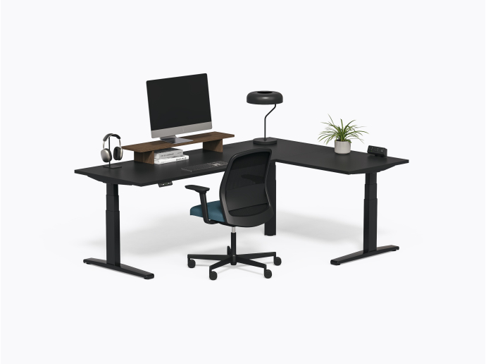 Gale L Sit-to-Stand Desk 84" x 60" in Black Laminate