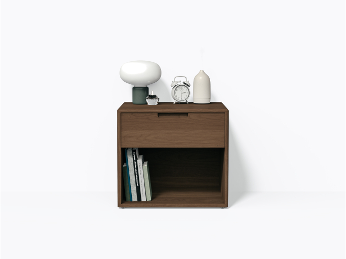Kane Nightstand 22" with Upper Drawer, in Walnut