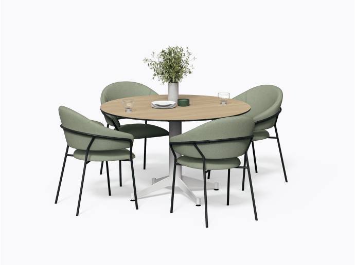 Norman XL Table - D48"  - Compact HPL laminate, Bleached Oak finish