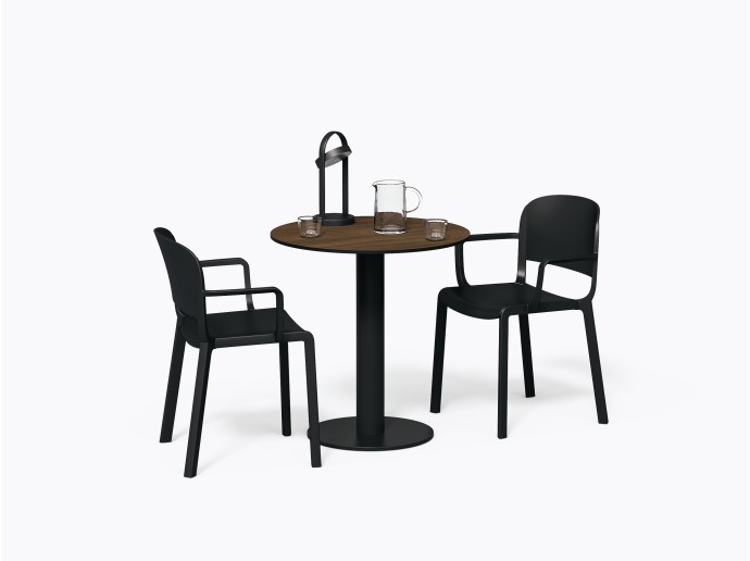 Olson Bistro Table D28" X 29.5"(h) in Compact HPL laminate, Walnut finish