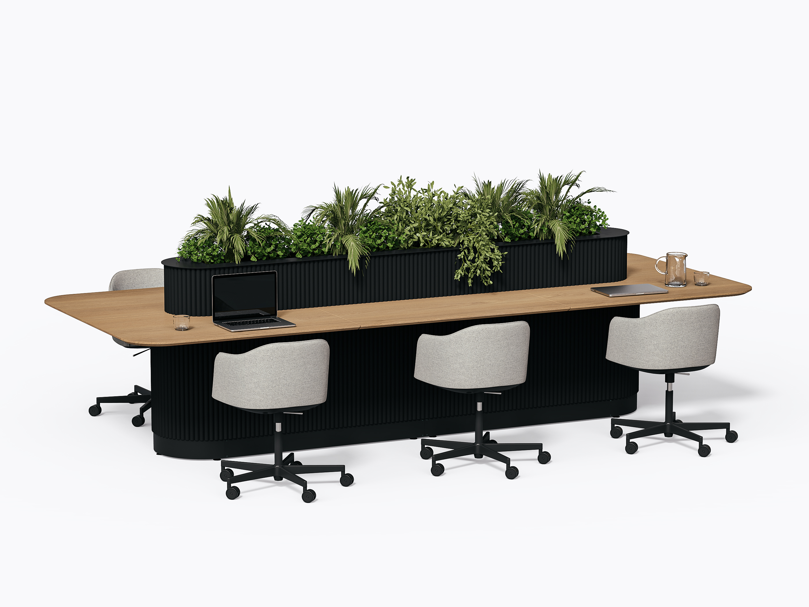 Dupont Workstation - 144" - White Oak / Black