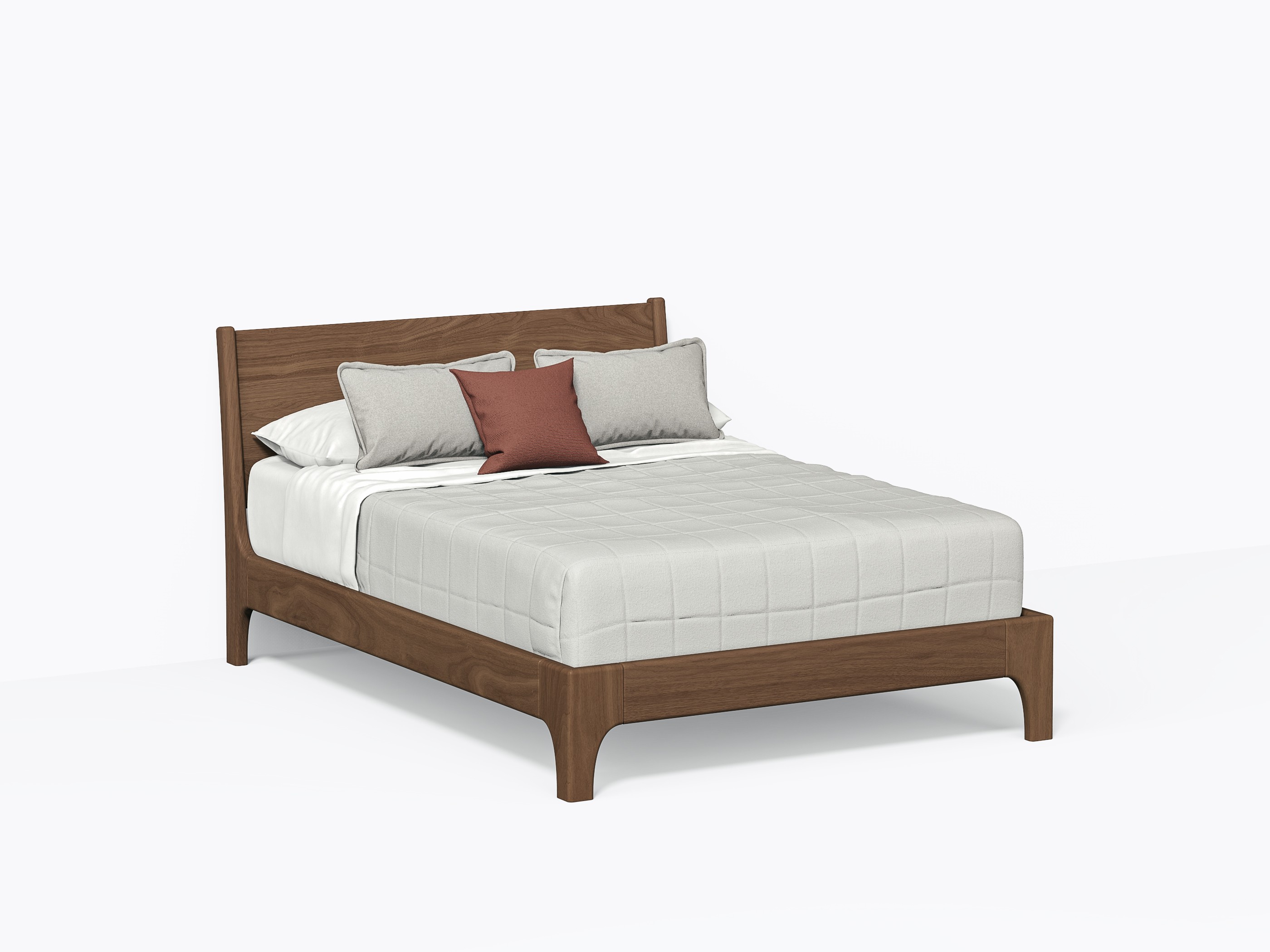 Hansen Bed, Double with headboard in Walnut