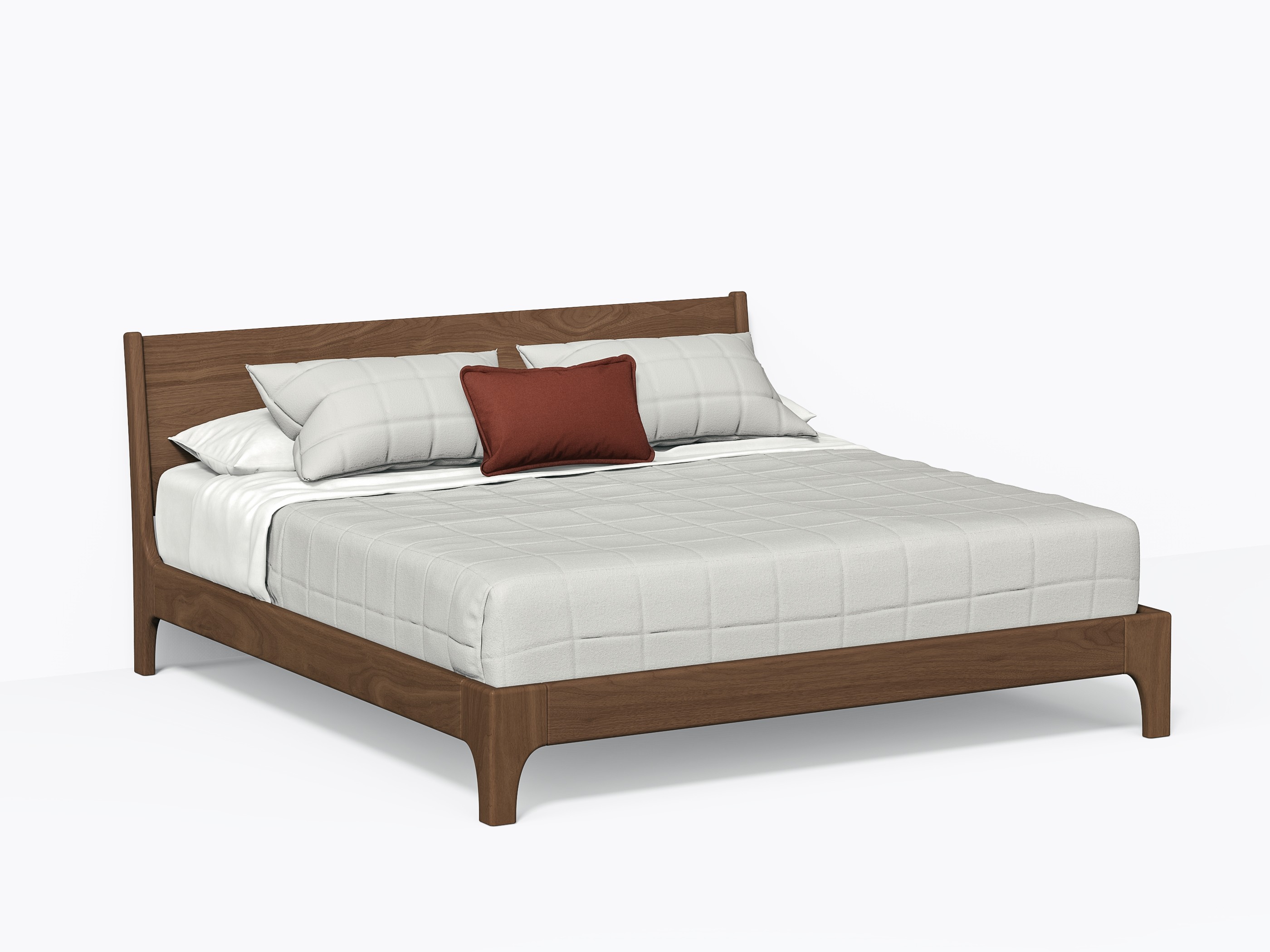 Hansen Bed, King with headboard in Walnut