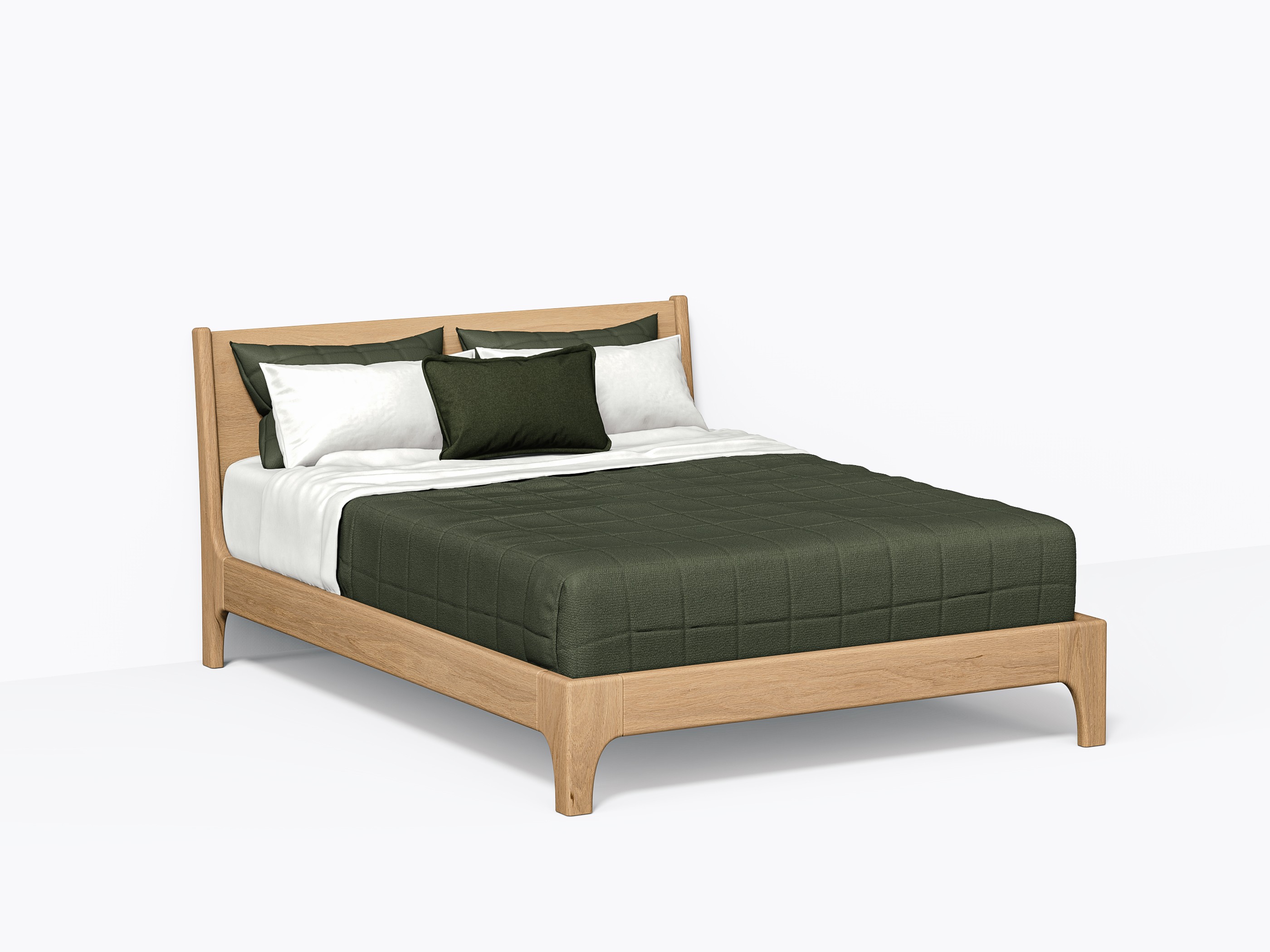 Hansen Bed, Queen with headboard in White Oak