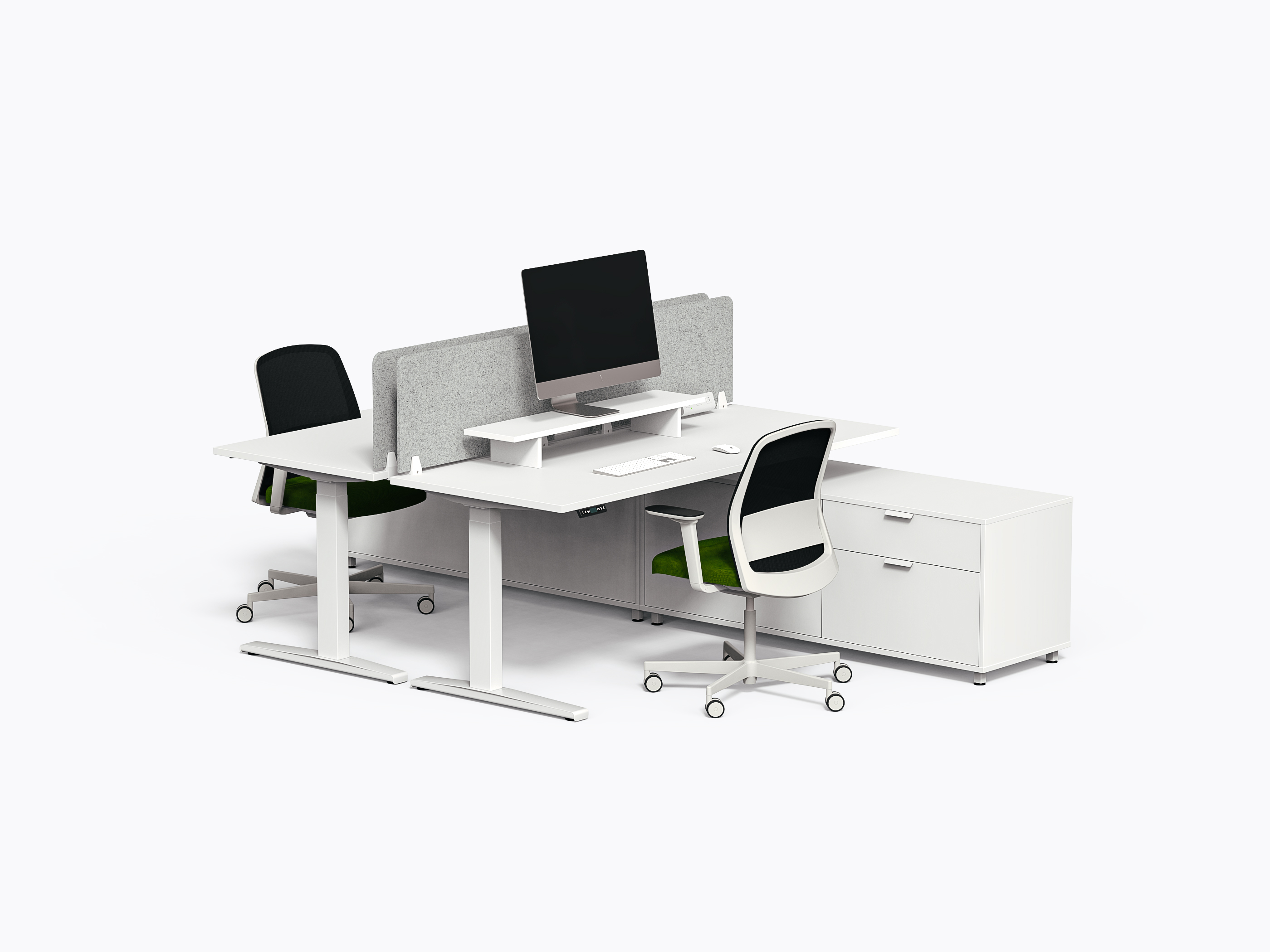 Îlot de travail Milton - Stratifié blanc - Diviseur feutre