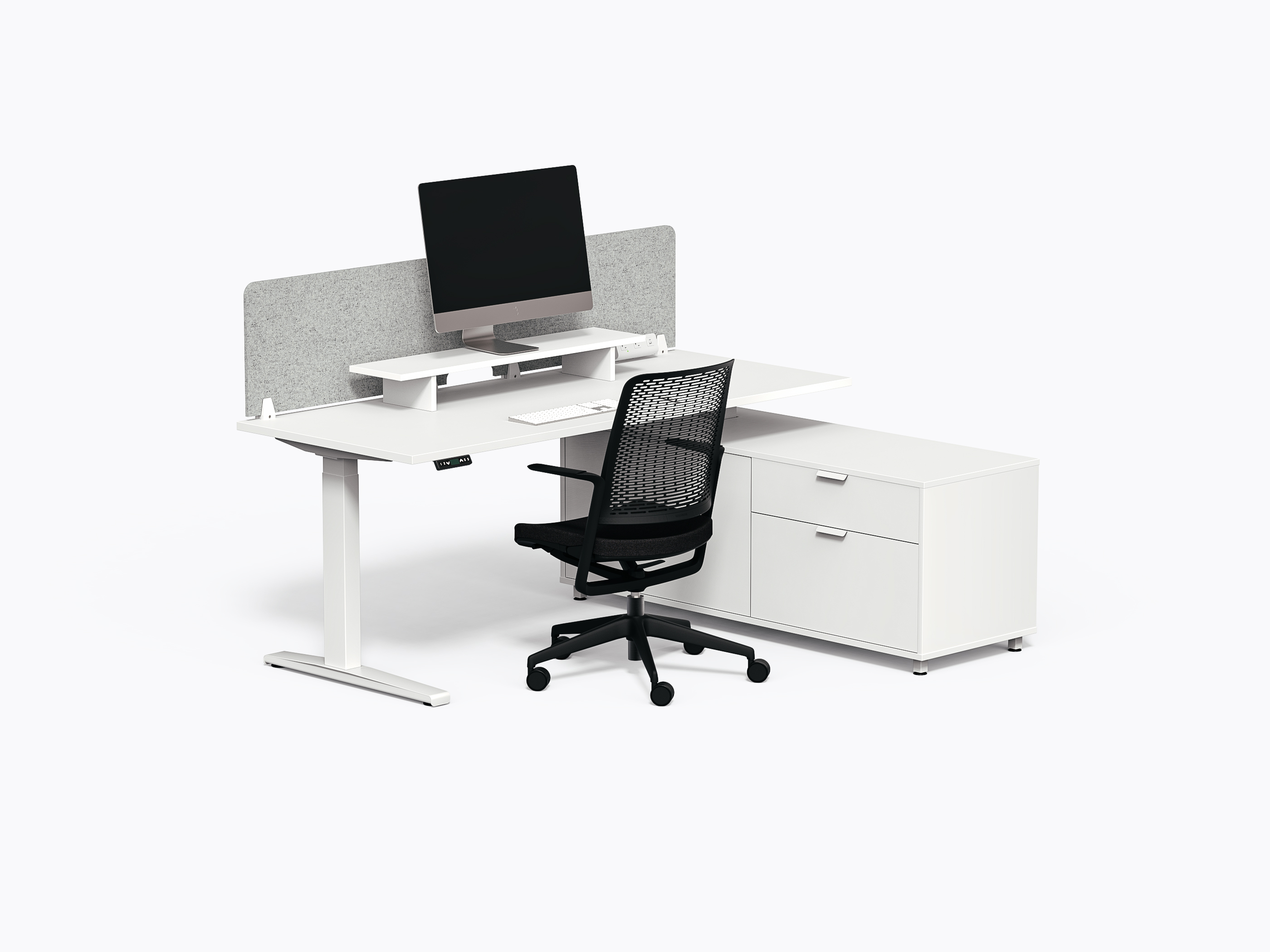 Milton Executive Desk - White Laminate - With Divider