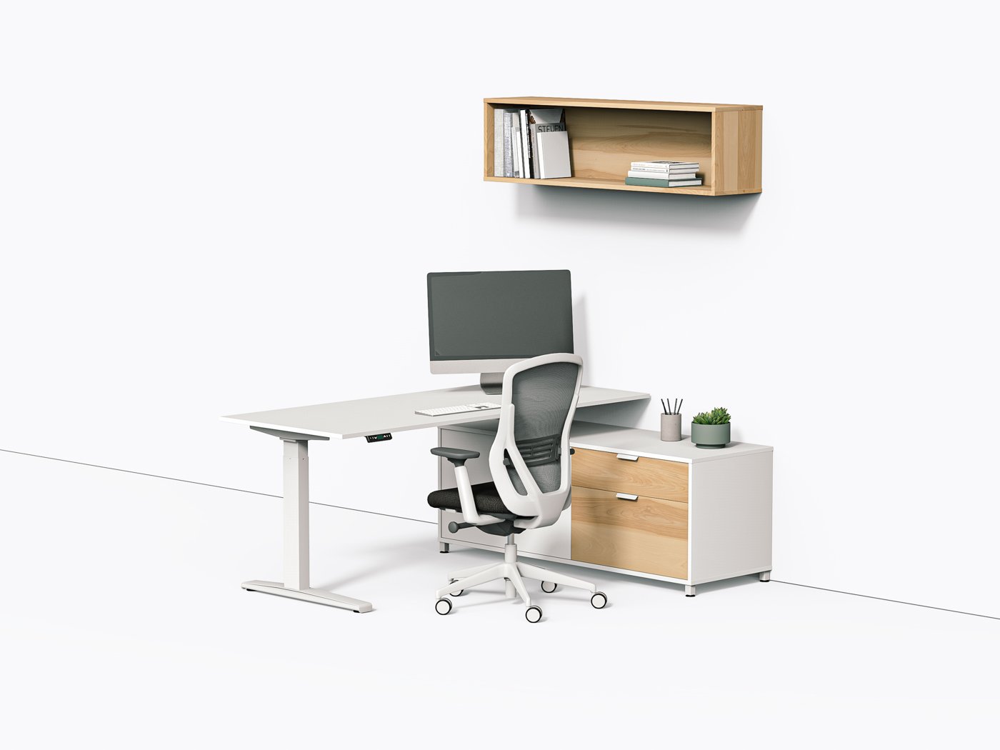 Milton Executive Desk - 72" Sit-to-Stand  - Yellow Birch
