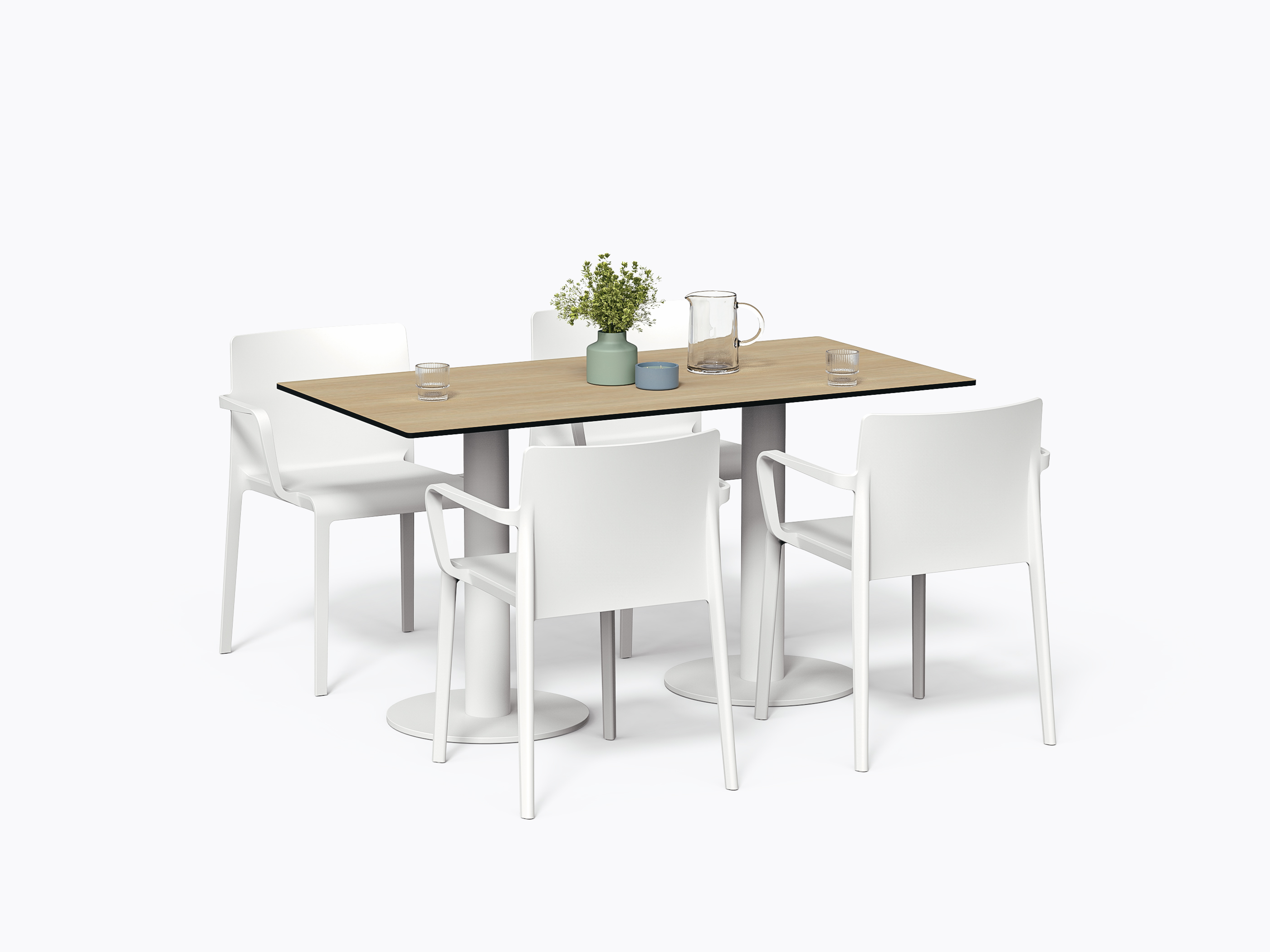 Olson Bistro Table - 28" x 56" X 29.5"(h) - Compact HPL laminate, Bleached Oak finish