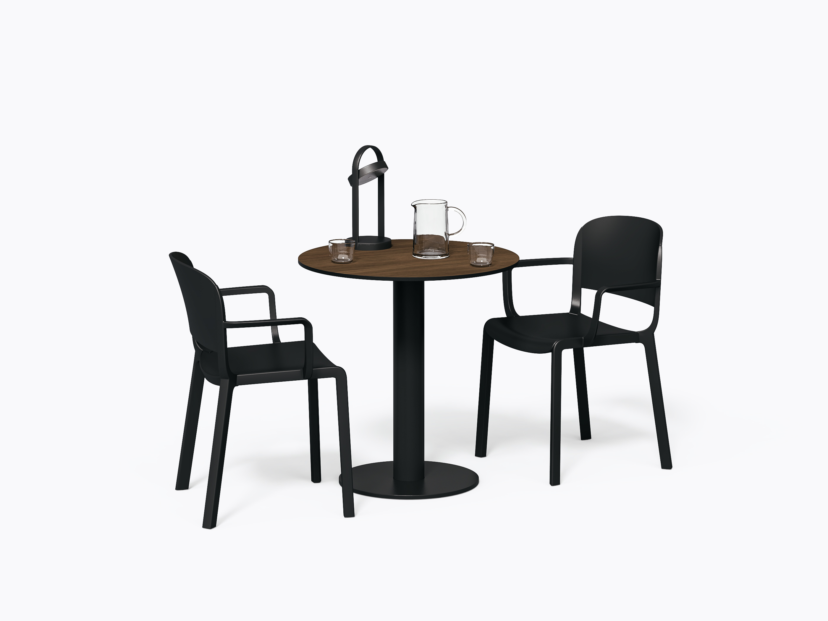 Table bistro Olson - D28" X 29.5"(h) - Stratifié HPL Compact fini Noyer