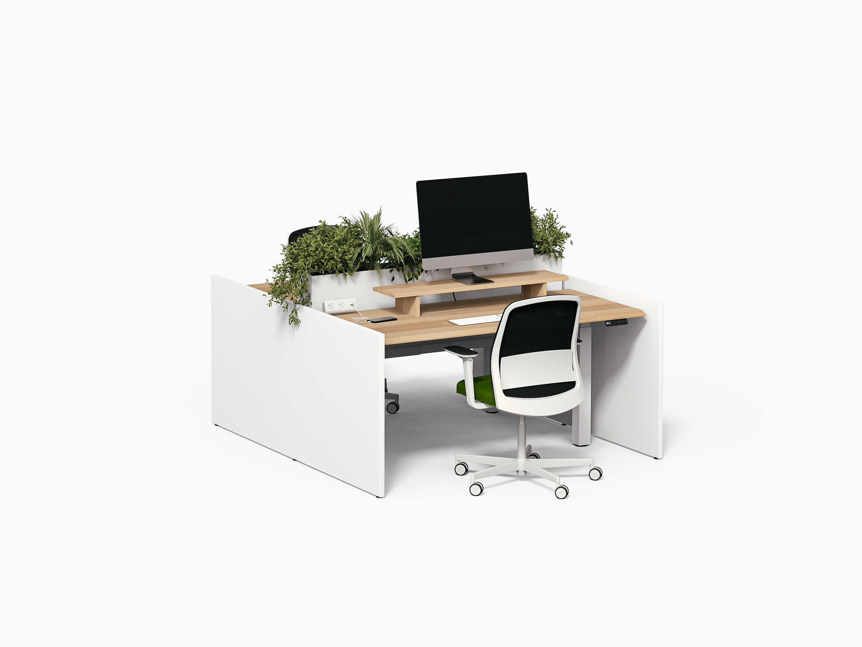 Pareto Benching - 2 people - Yellow Birch - Plant Divider