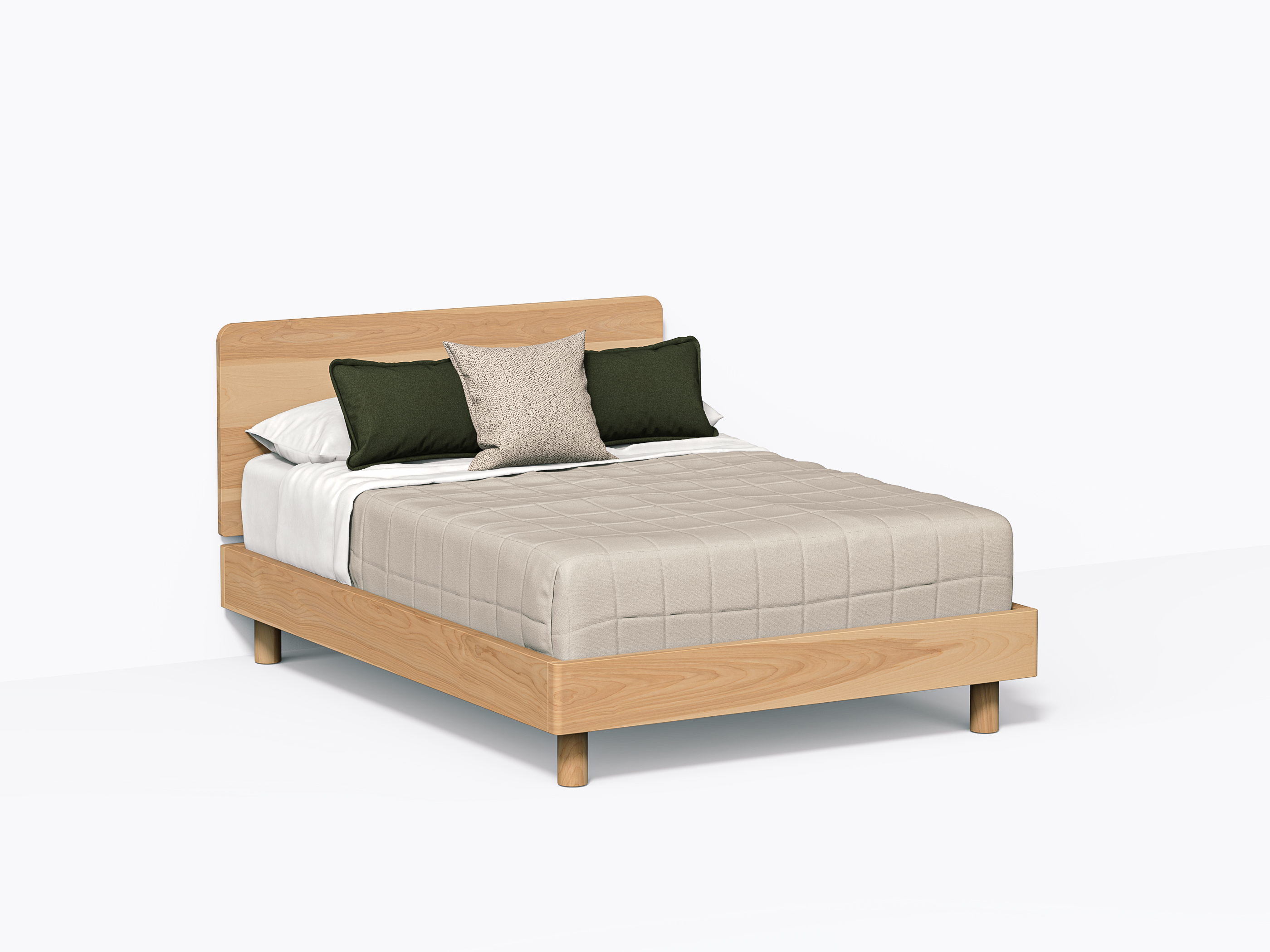 Polar Bed - Double with headboard - Yellow Birch