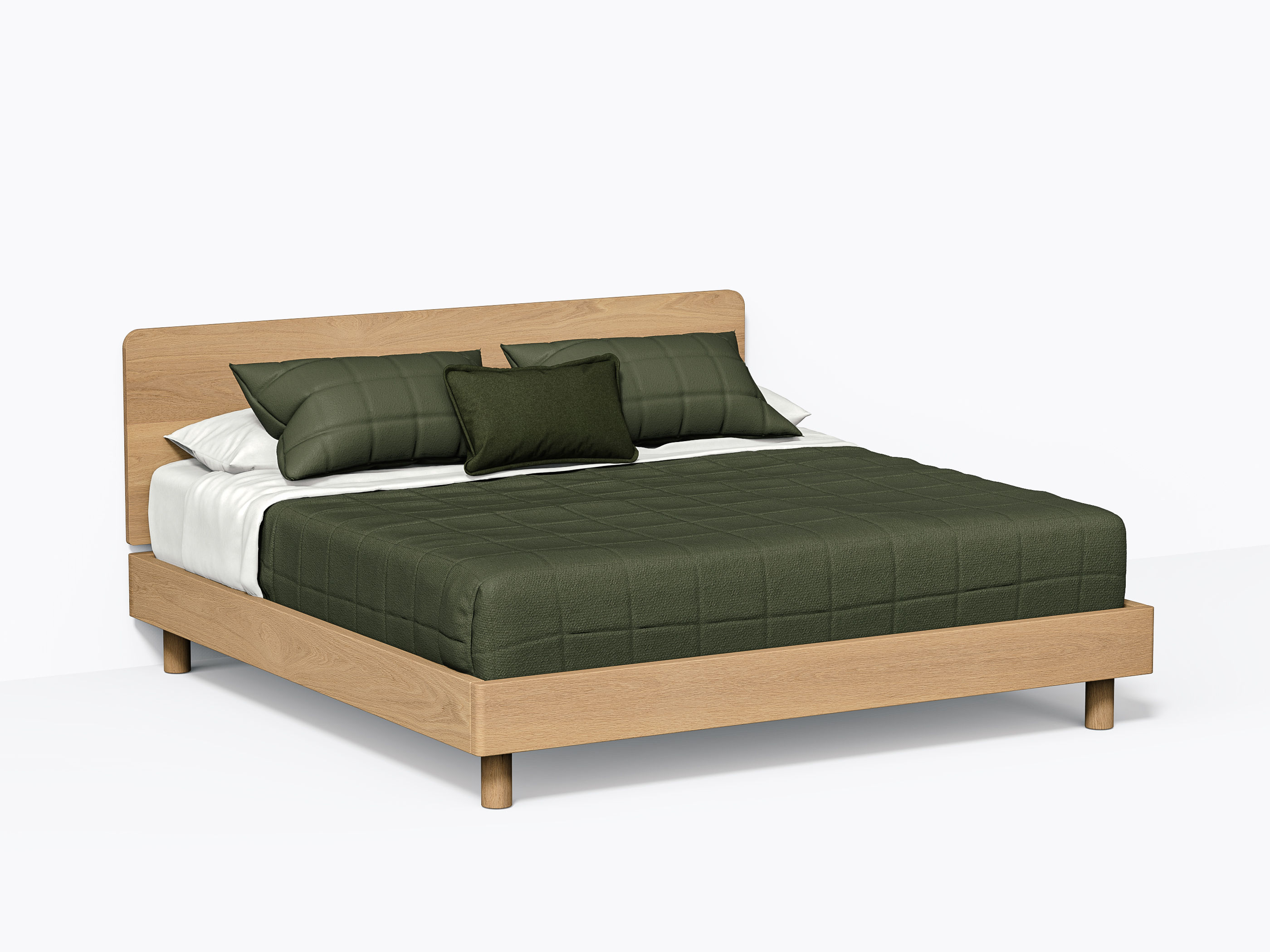Polar Bed - King with headboard - White Oak