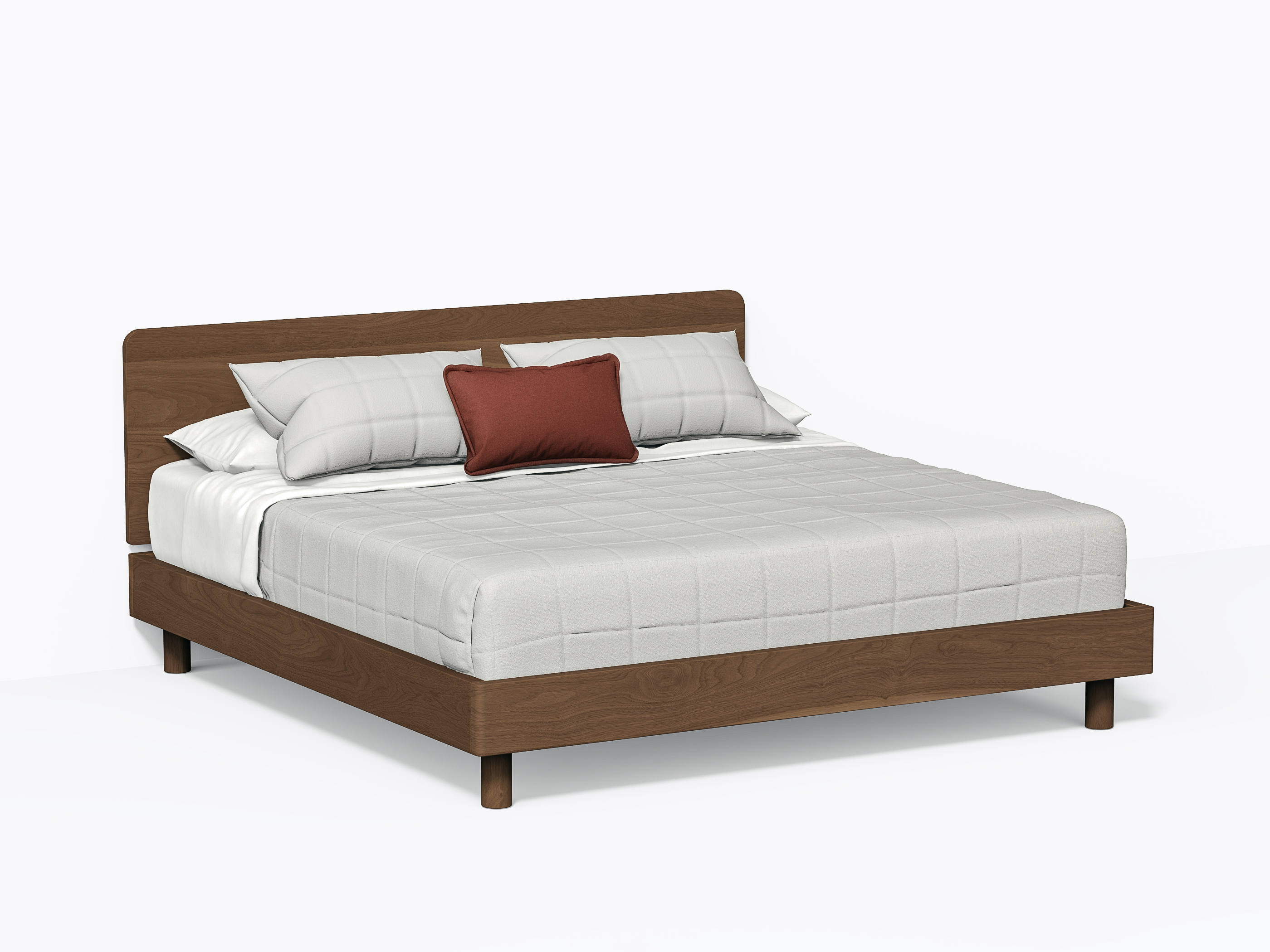 Polar Bed, King with headboard in Walnut