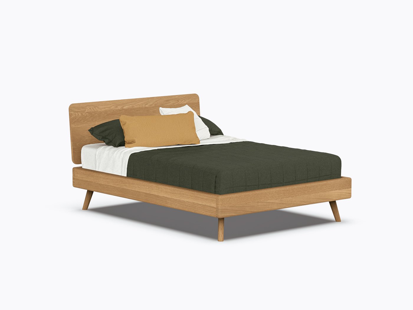 Roll Bed - Double with headboard - White Oak