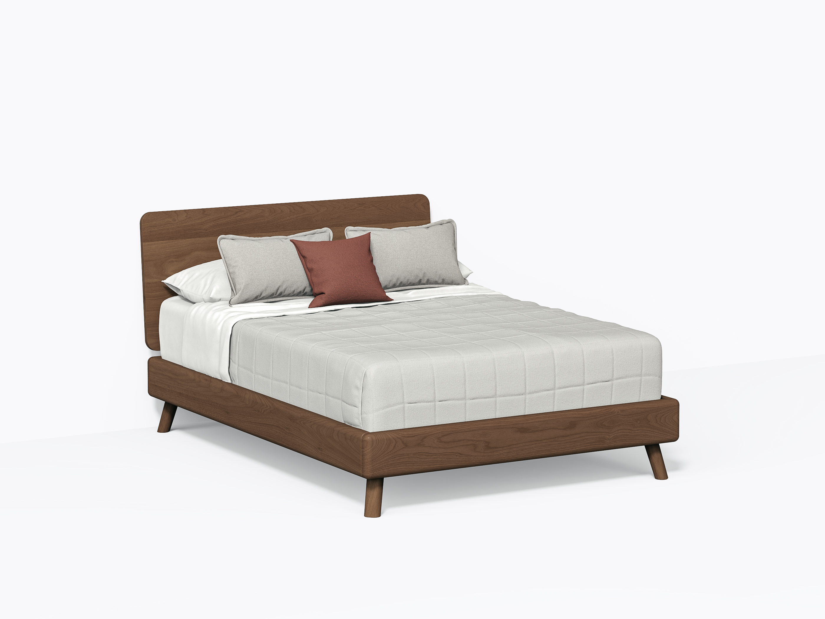 Roll Bed - Double with headboard - Walnut