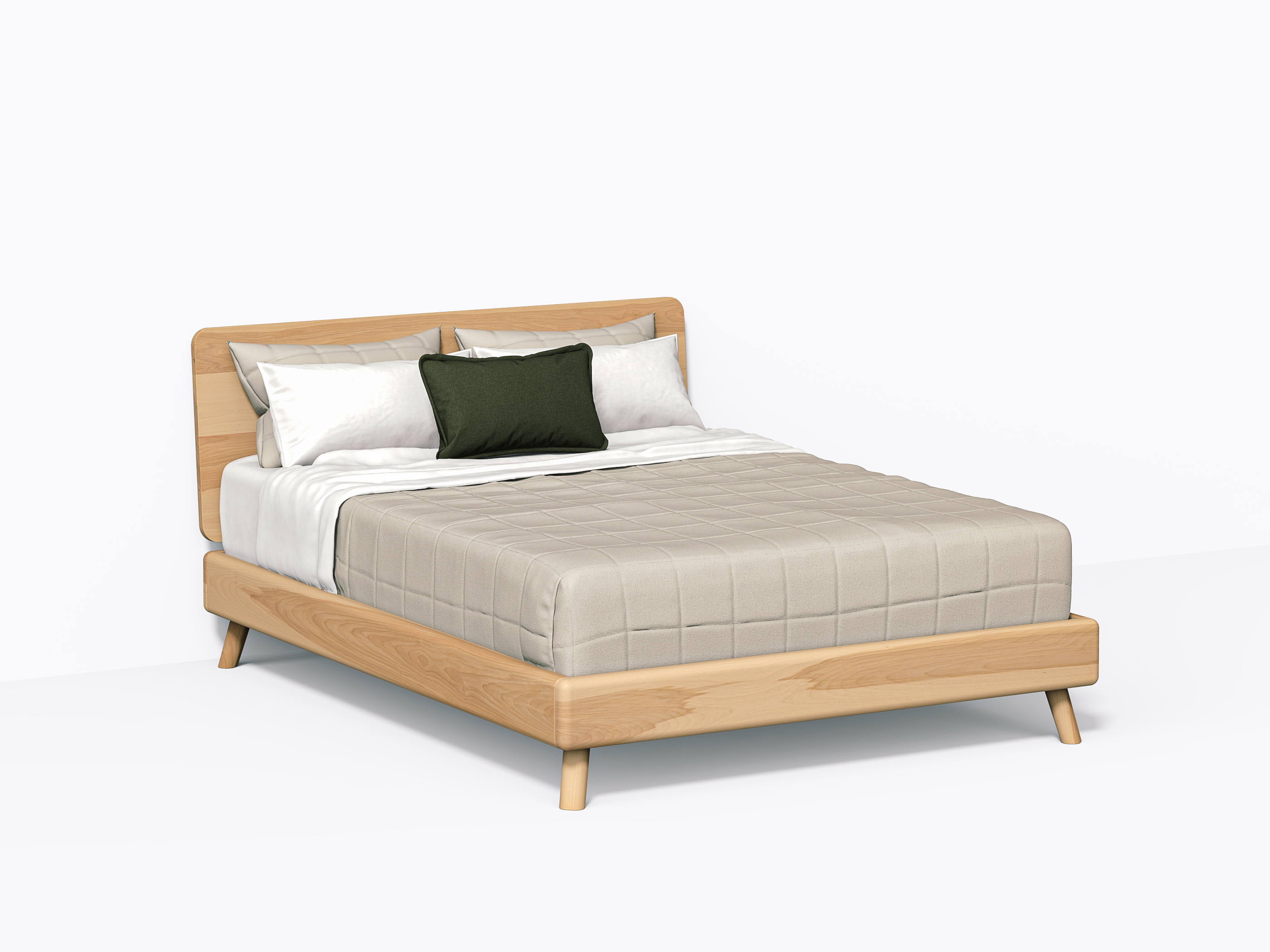 Roll Bed,  Queen with headboard in Yellow Birch