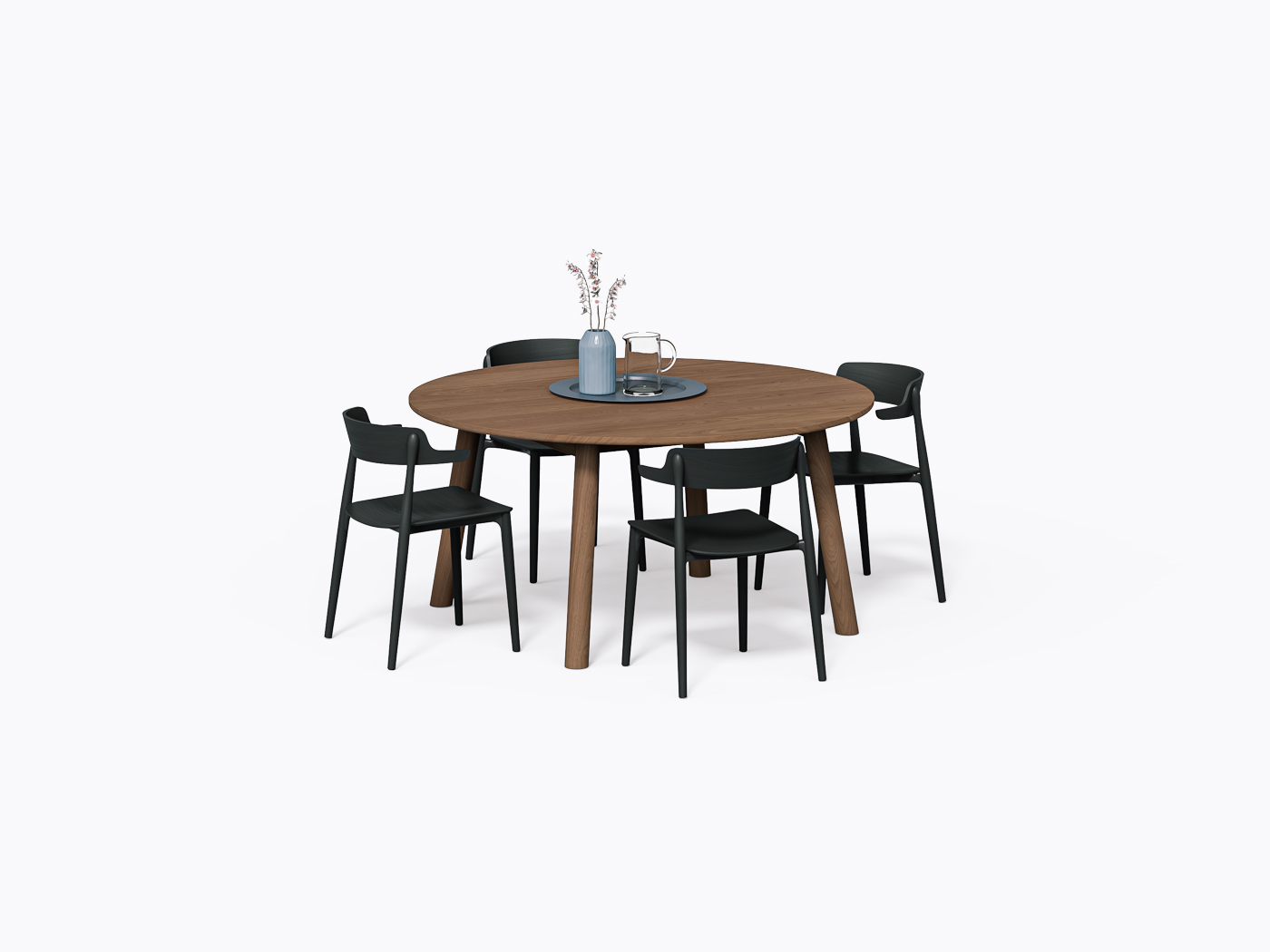 Swan Dining Table - 60D - Walnut