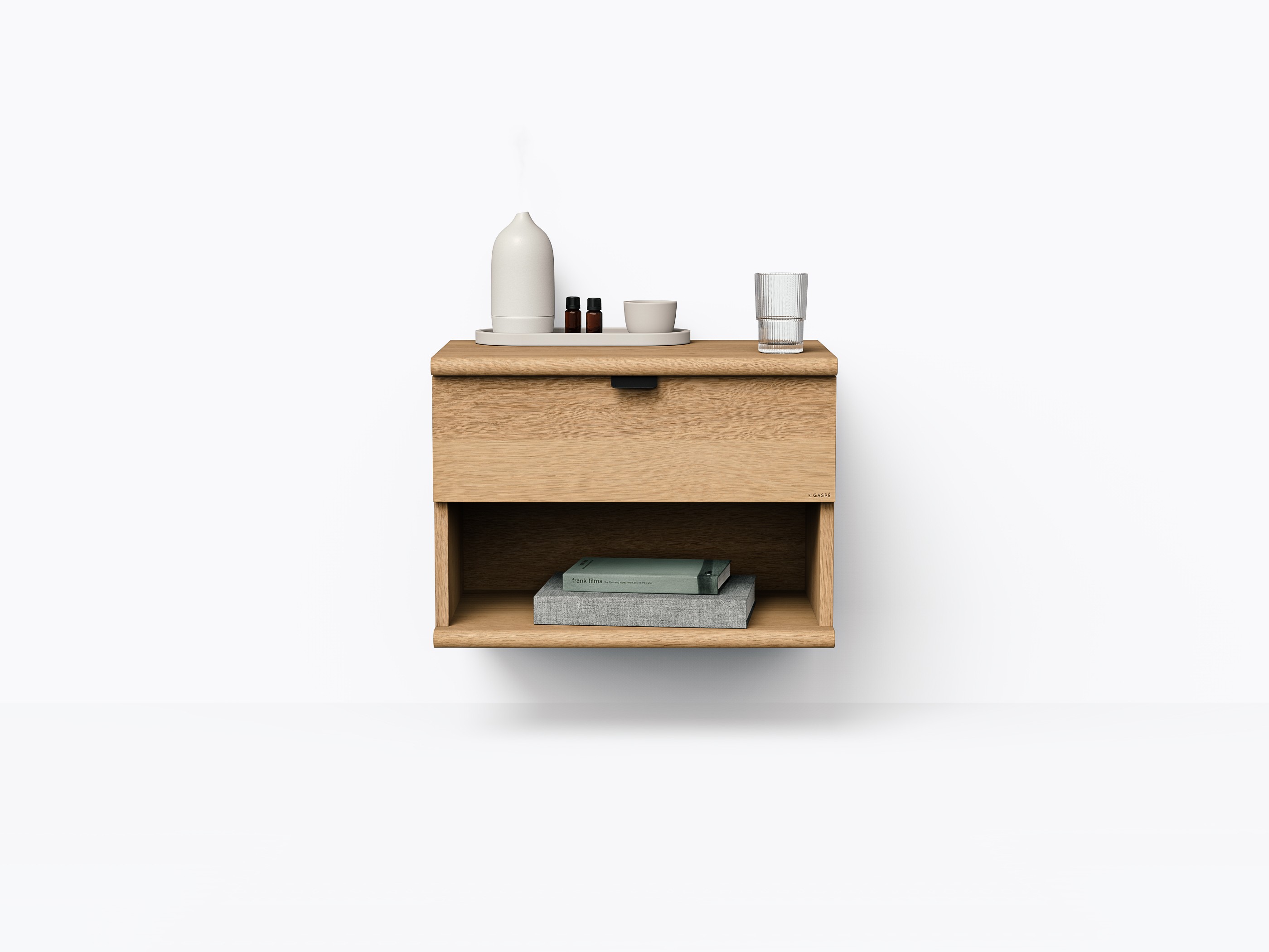 Table de chevet murale Wallace 22" tiroir + espace - Chêne blanc