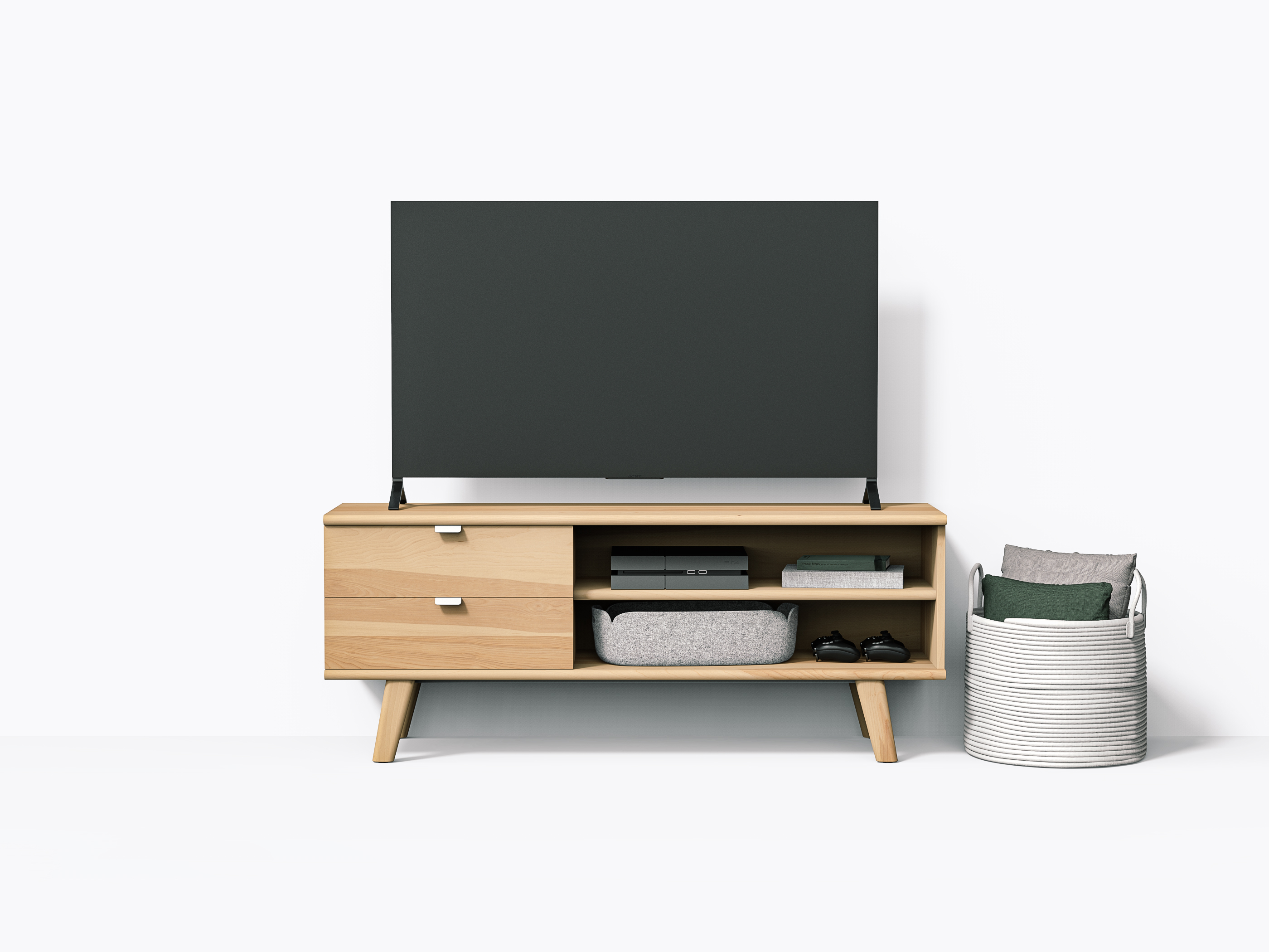 Meuble TV Wallace - 60" - Merisier - Avec Tiroirs